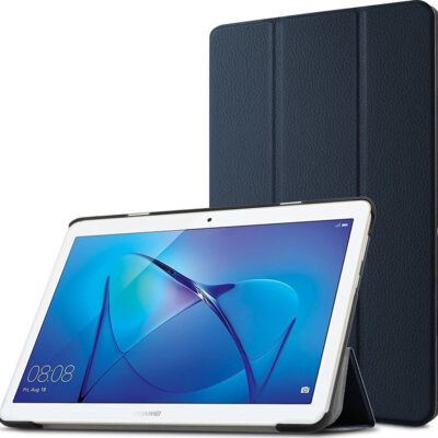 Tri-Fold Flip Cover Δερματίνης / Σιλικόνης Μπλε Σκουρο (Huawei MediaPad T3 10 9.6'')