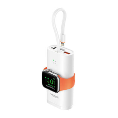 Veger Power Bank 25W, Mini Fast Charge MagFan 10000mAh, ασύρματη φόρτιση Apple Watch - Λευκό