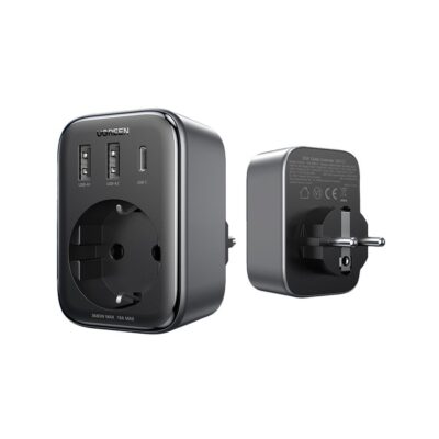 Ugreen Φορτιστής τοίχου 30W (2xUSB/USB C/AC) / adapter EU - EU 13A Ugreen CD314 - Μαύρο