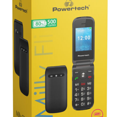 POWERTECH κινητό με πληκτρα-Milly Flip V2, 2.4", dual SIM, πλήκτρο SOS, μαύρο